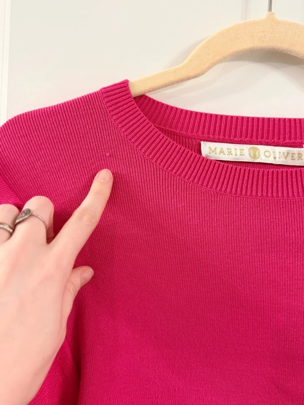 Marie Oliver Hot Pink Ruffle Sweater |Romantic Feminine Statement Piece (M)